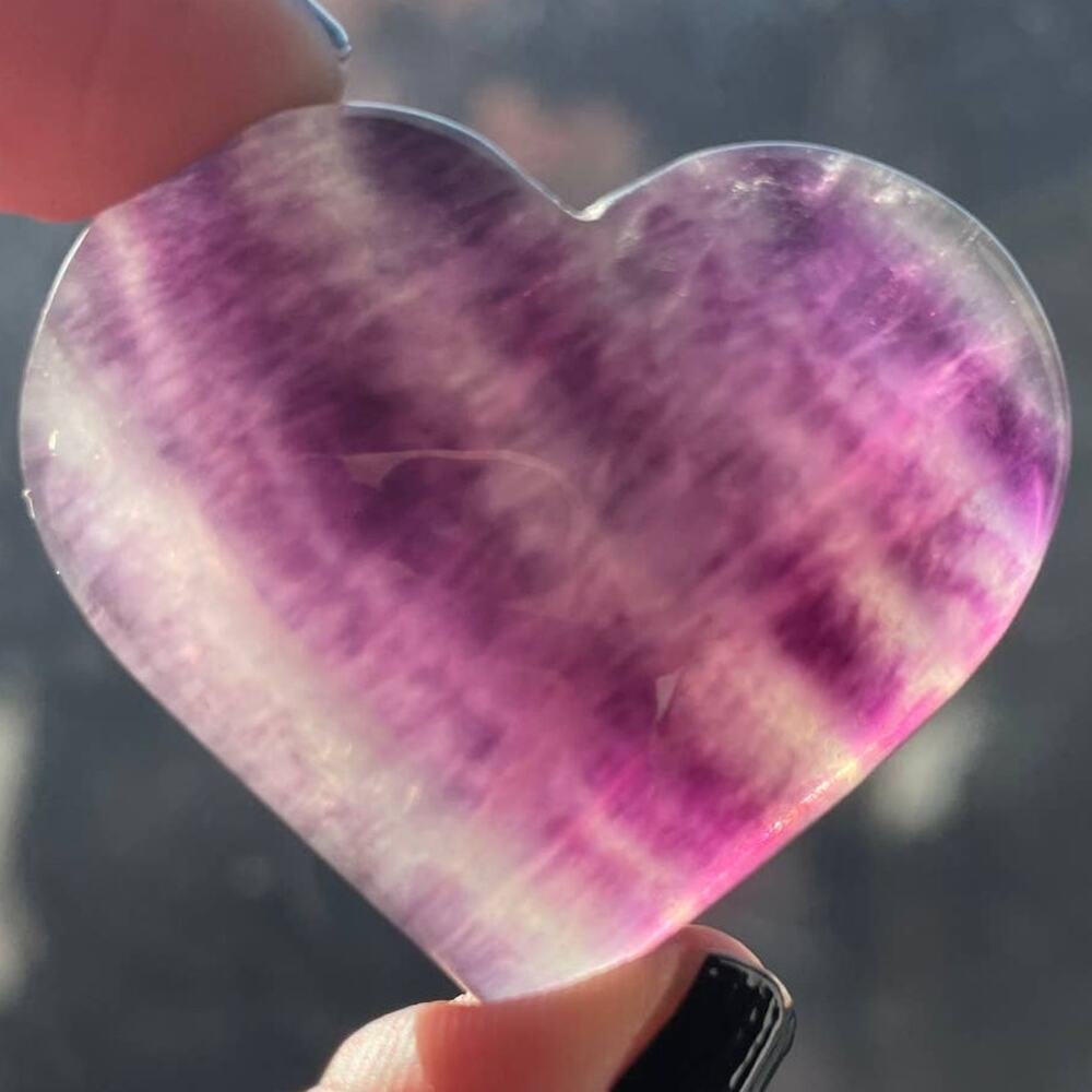 Pretty Mini Fluorite Heart Set  - 2 Hearts! D